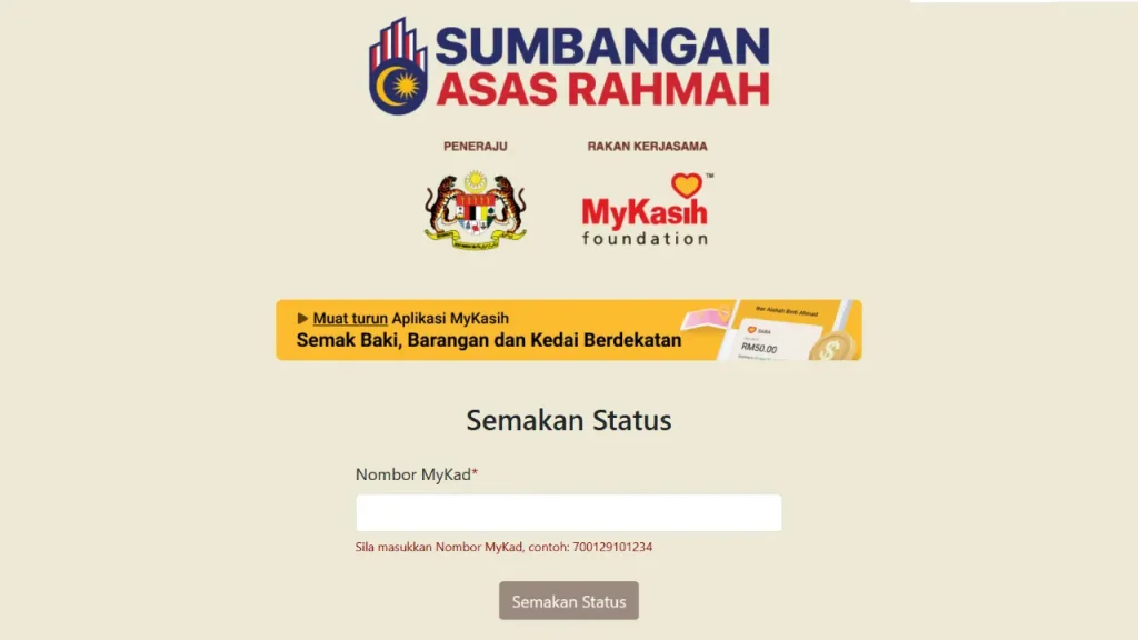 cara semak sara rm100