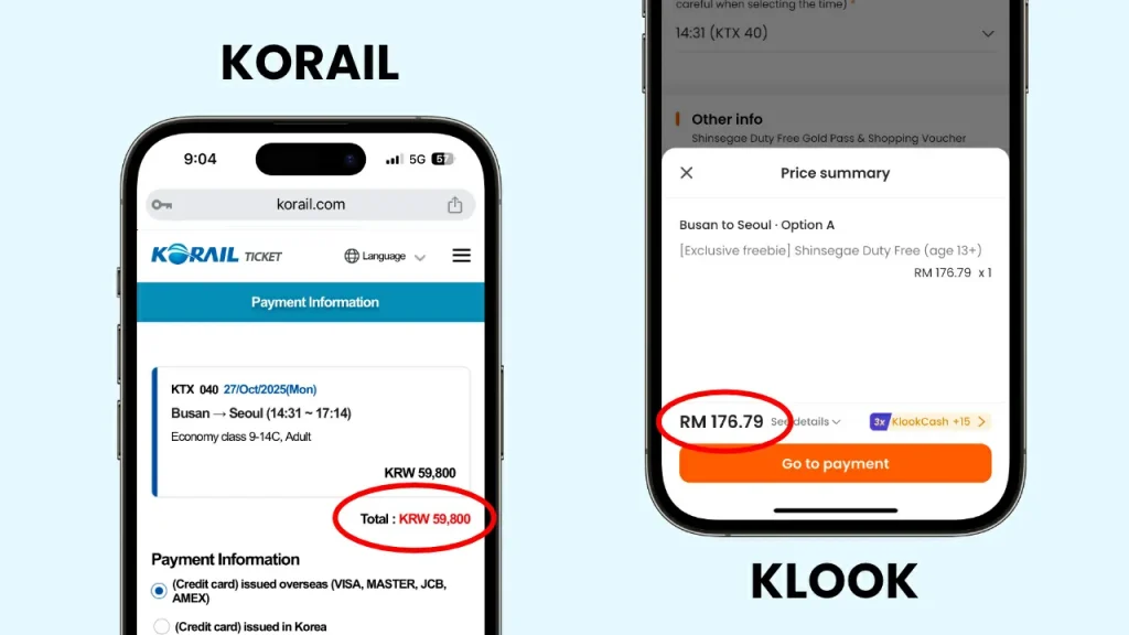 perbandingan harga tiket ktx korail dan klook