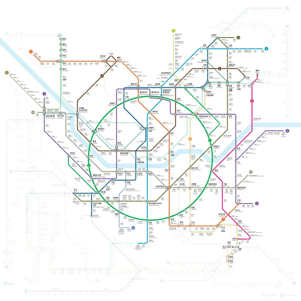 peta subway train seoul korea untuk climate card