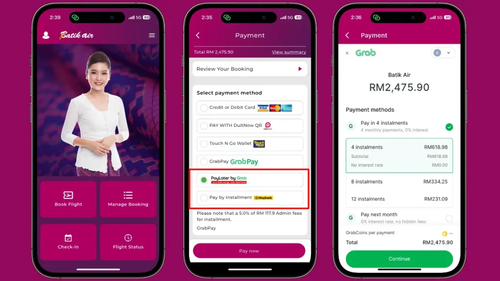 batik air grabpay installment