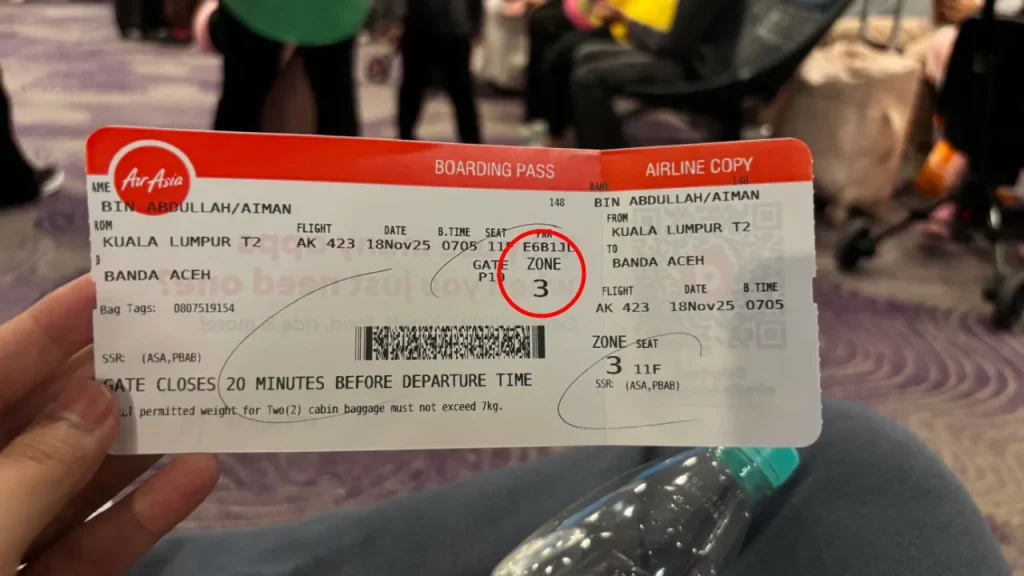 zon pada boarding pass air asia