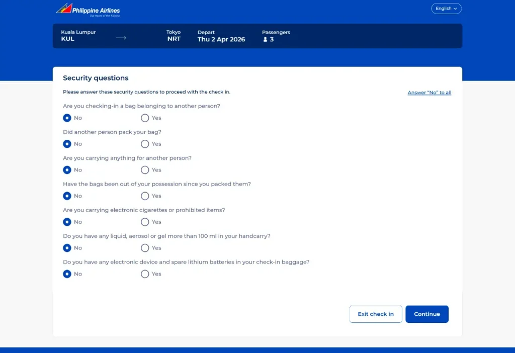 security question philippine airlines