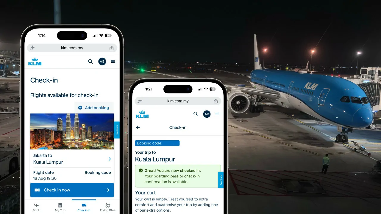 cara check-in flight KLM